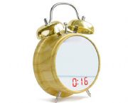 鬧鐘型木紋鏡面鐘