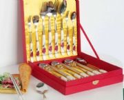 白瓷柄餐具16件組(單支玫瑰花紋)