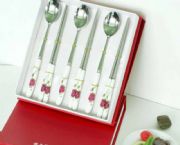 白瓷柄餐具6件組(單支玫瑰花紋)