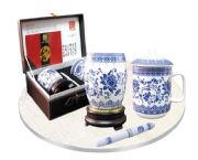 立體青花旋轉三件套