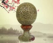 青田石雕刻時來運轉蓮花擺件